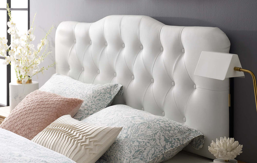 Sage Upholstered Vinyl King Headboard in White