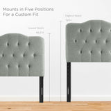 Sage Upholstered Fabric Twin Headboard in Gray
