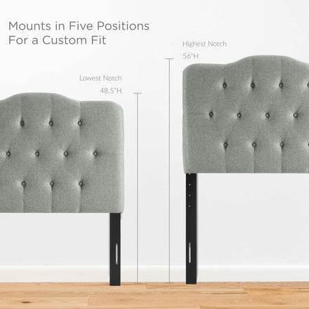 Annabel Upholstered Fabric Twin Headboard in Gray