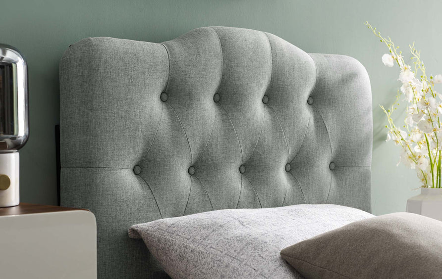 Sage Upholstered Fabric Twin Headboard in Gray