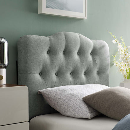 Annabel Upholstered Fabric Twin Headboard in Gray