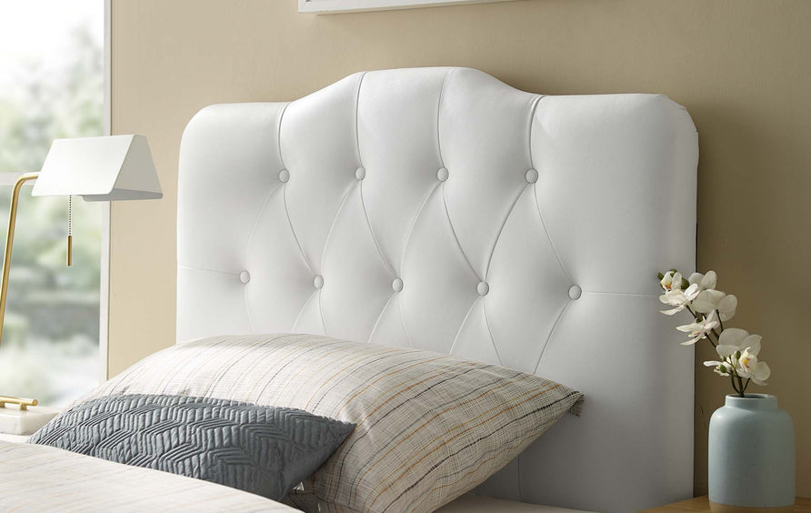 Sage Upholstered Vinyl Twin Headboard in White