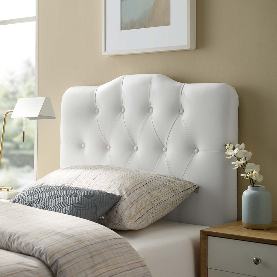 Sage Upholstered Vinyl Twin Headboard in White