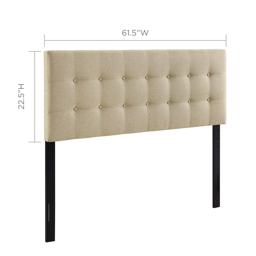 Vale Upholstered Fabric Queen Headboard in Beige