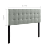 Vale Upholstered Fabric Queen Headboard in Gray