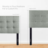 Vale Upholstered Fabric Queen Headboard in Gray