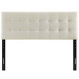 Vale Upholstered Fabric Queen Headboard in Ivory