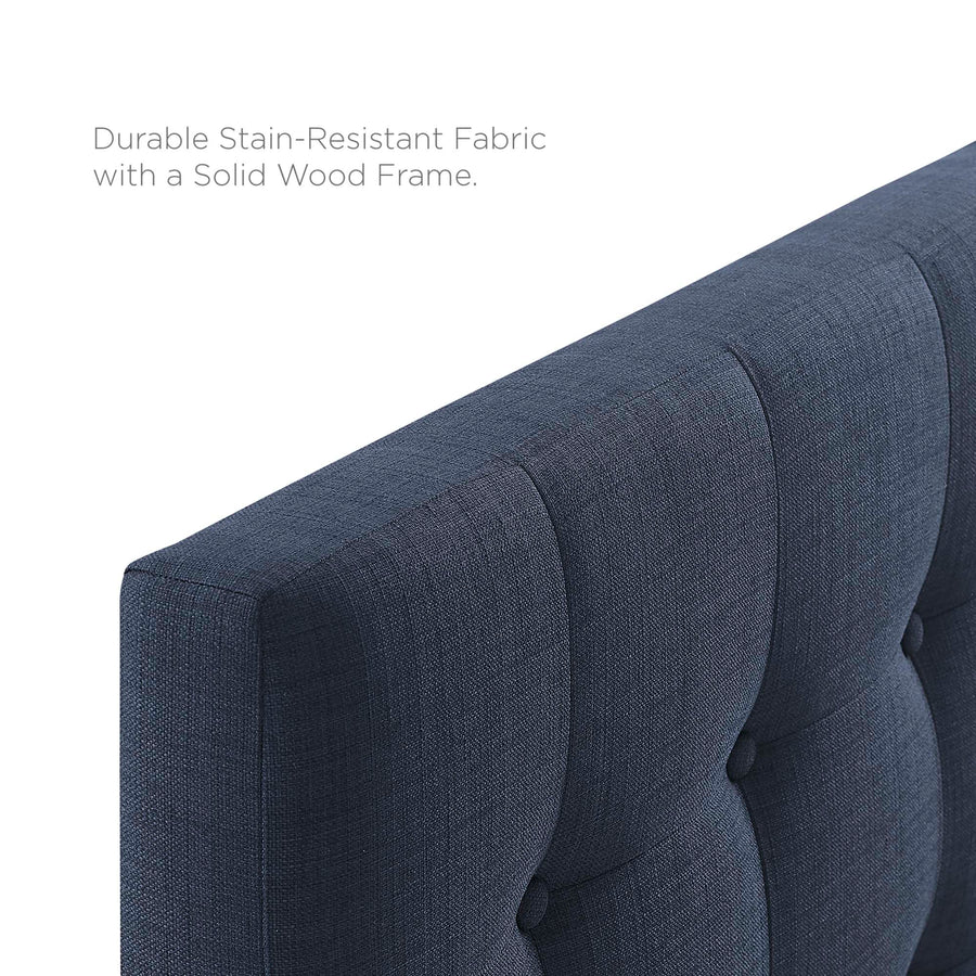 Vale Upholstered Fabric Queen Headboard in Navy