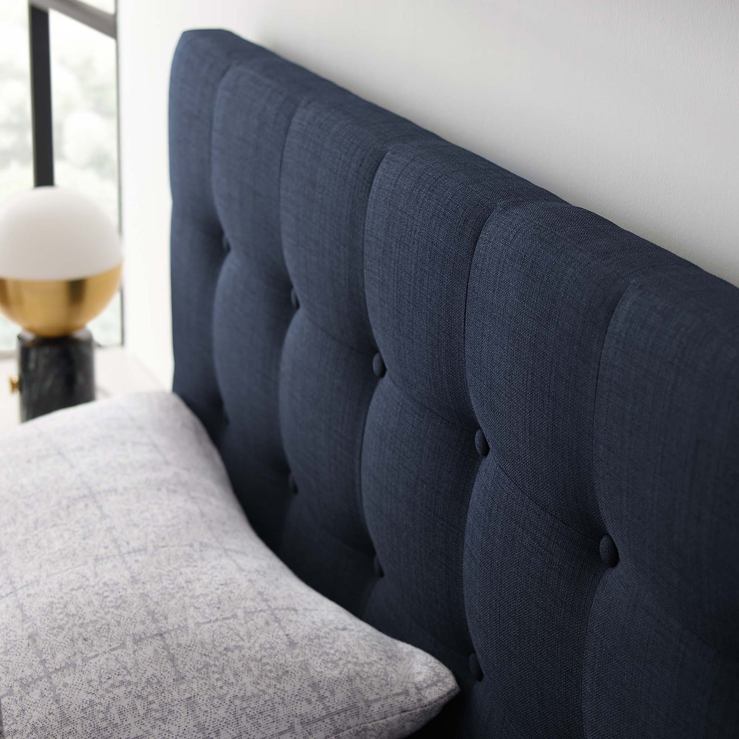 Emily Upholstered Fabric Queen Headboard by Furniture For America