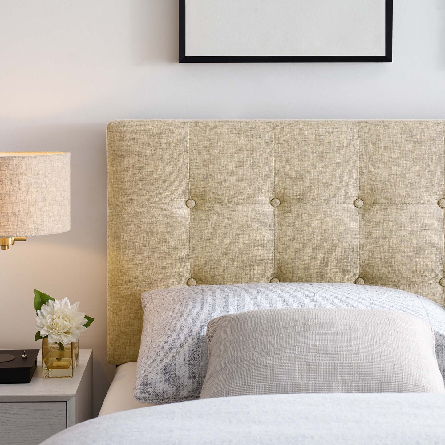 Emily Upholstered Fabric Full Headboard by Furniture For America