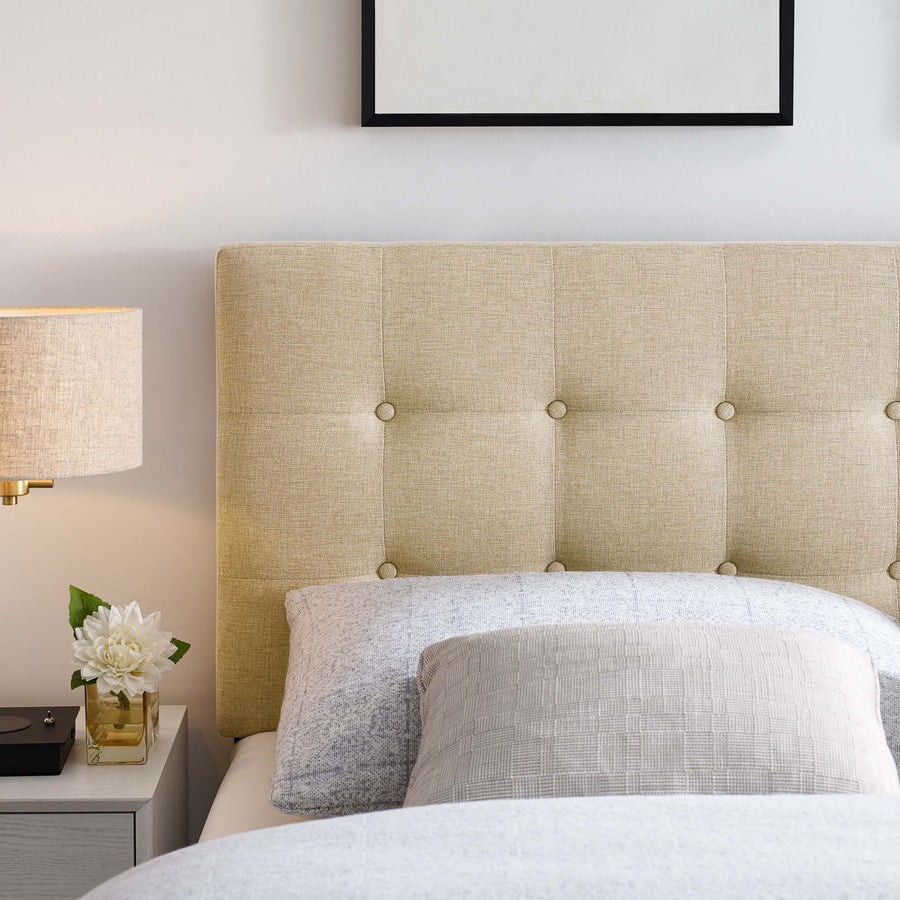 Vale Upholstered Fabric Full Headboard in Beige