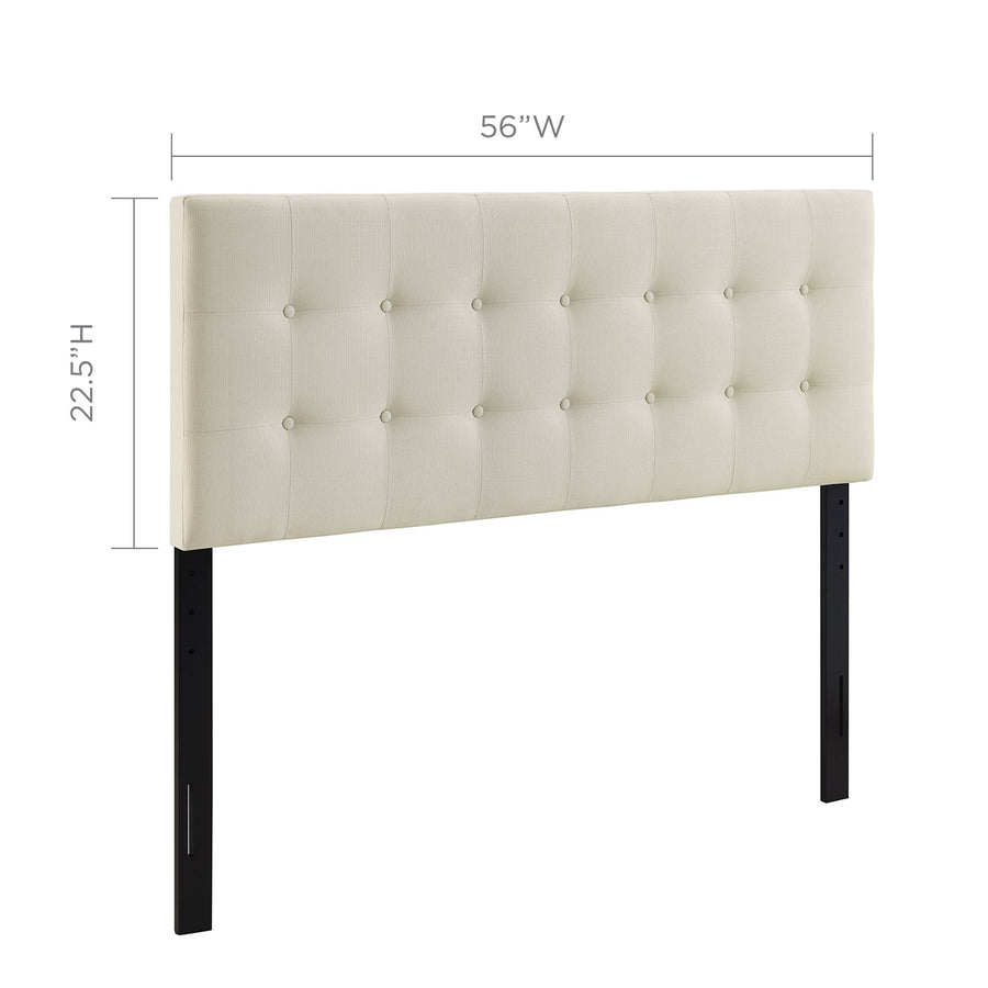 Vale Upholstered Fabric Full Headboard in Ivory
