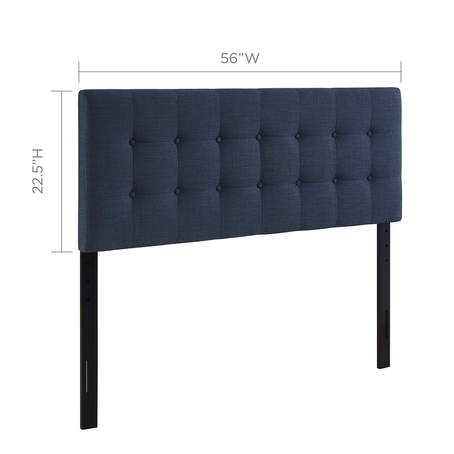 Vale Upholstered Fabric Full Headboard in Navy