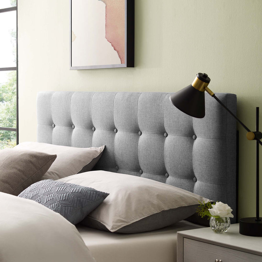 Vale Upholstered Fabric King Headboard in Gray