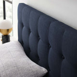 Vale Upholstered Fabric King Headboard in Navy