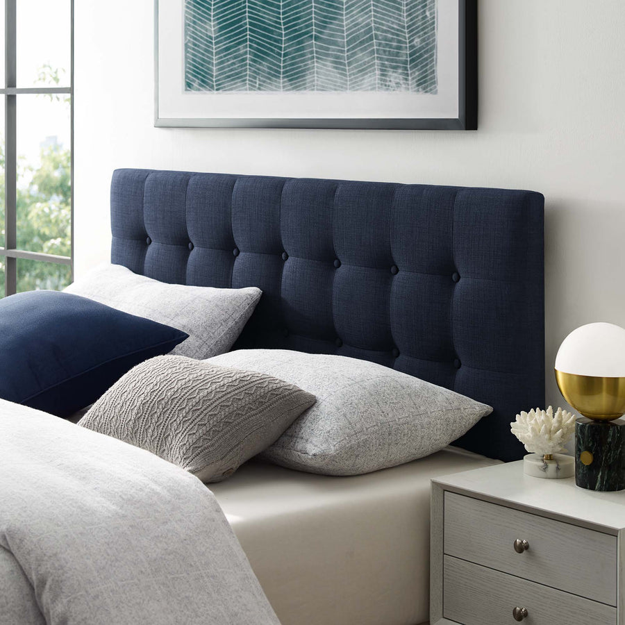 Vale Upholstered Fabric King Headboard in Navy
