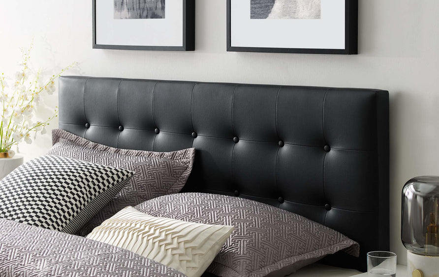 Vale Upholstered Vinyl King Headboard in Black