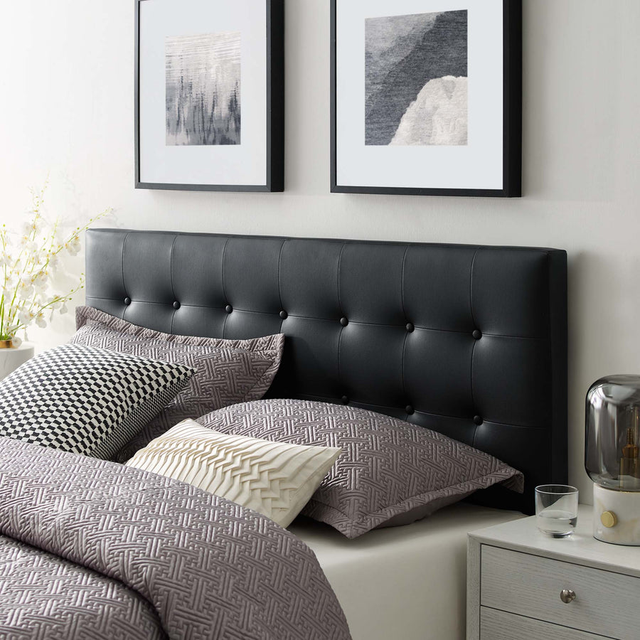 Vale Upholstered Vinyl King Headboard in Black