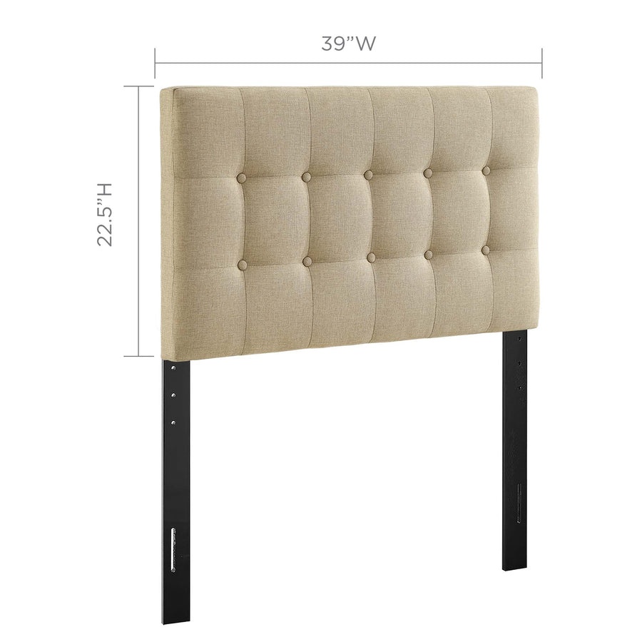 Vale Upholstered Fabric Twin Headboard in Beige