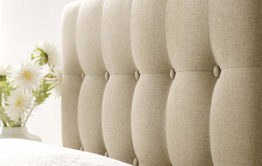 Vale Upholstered Fabric Twin Headboard in Beige
