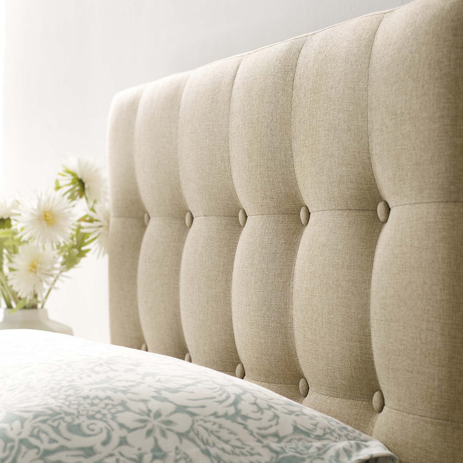 Vale Upholstered Fabric Twin Headboard in Beige