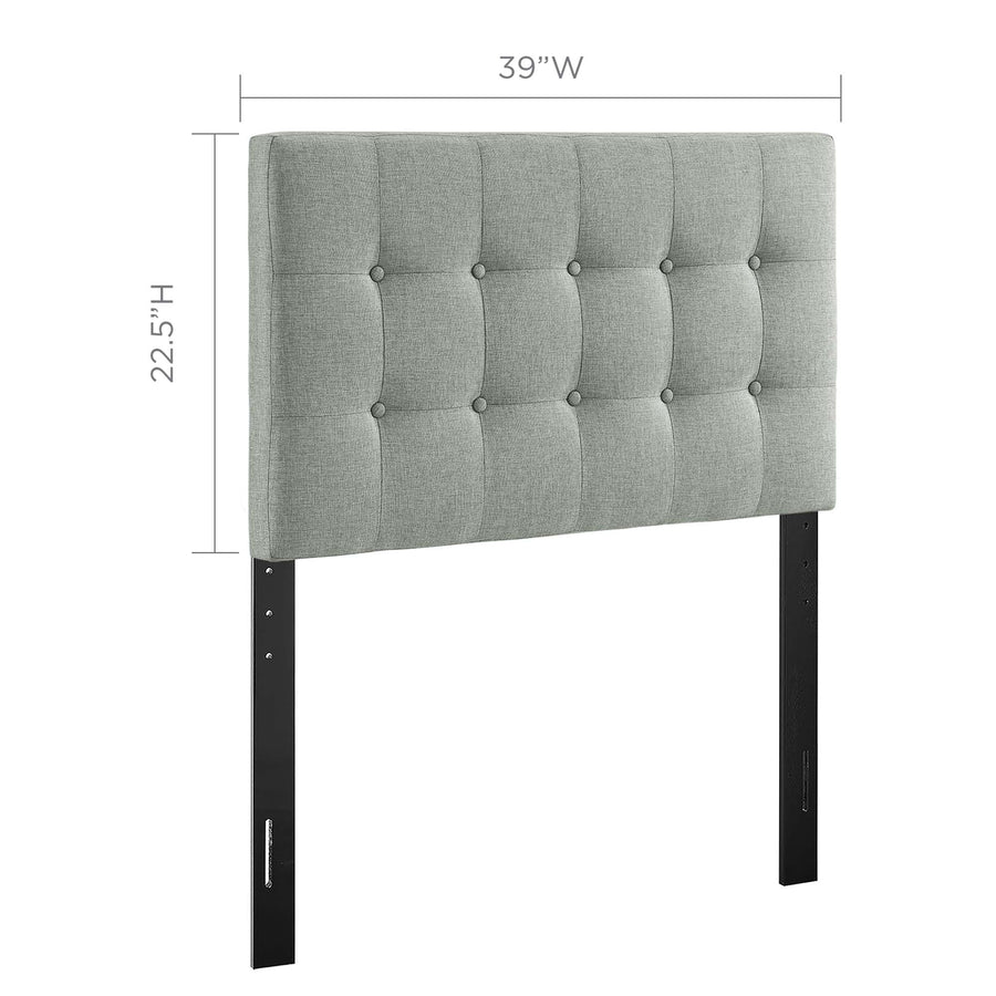 Vale Upholstered Fabric Twin Headboard in Gray