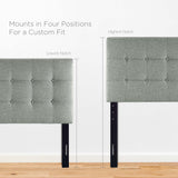 Vale Upholstered Fabric Twin Headboard in Gray