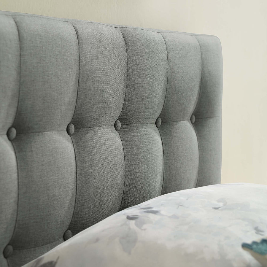 Vale Upholstered Fabric Twin Headboard in Gray