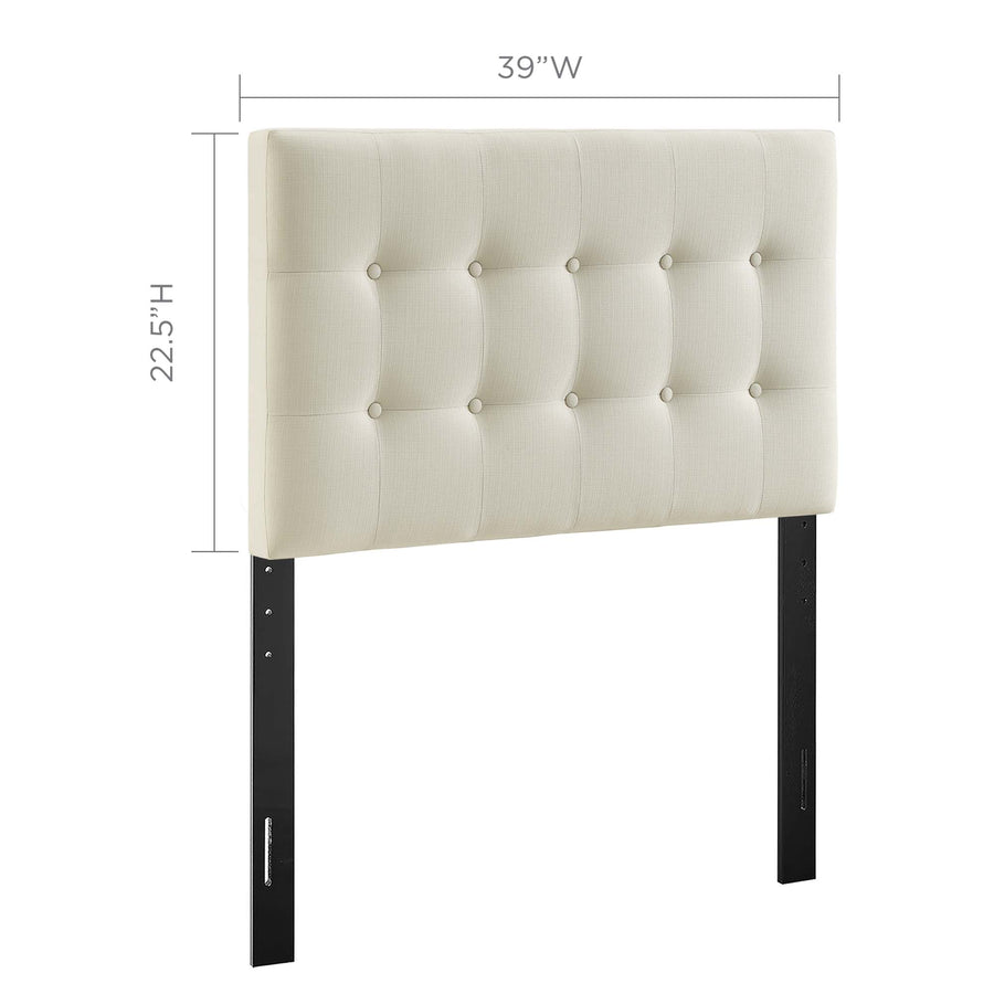 Vale Upholstered Fabric Twin Headboard in Ivory