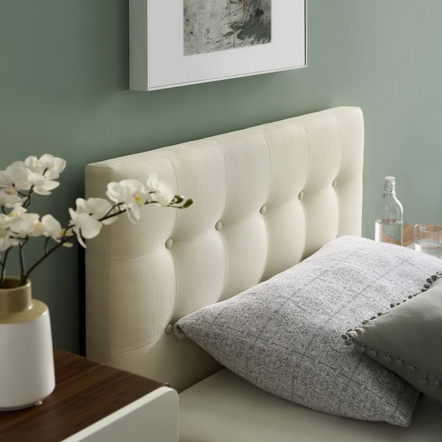 Vale Upholstered Fabric Twin Headboard in Ivory