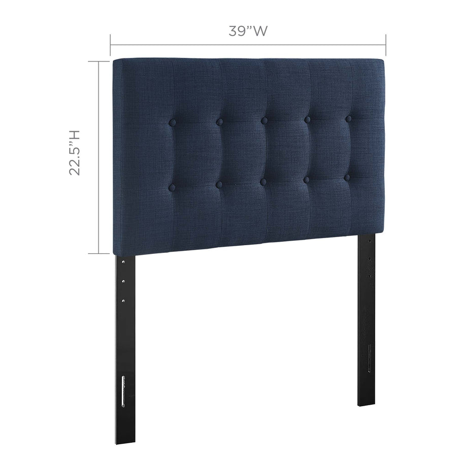 Vale Upholstered Fabric Twin Headboard in Navy