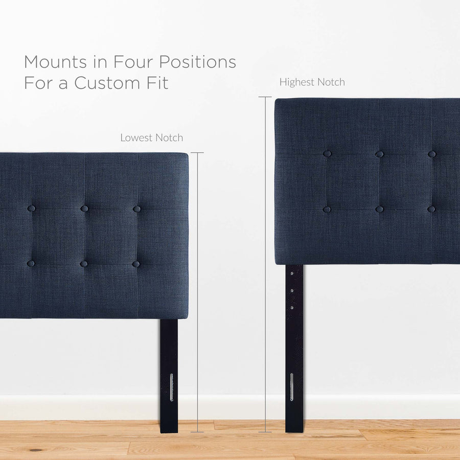Vale Upholstered Fabric Twin Headboard in Navy