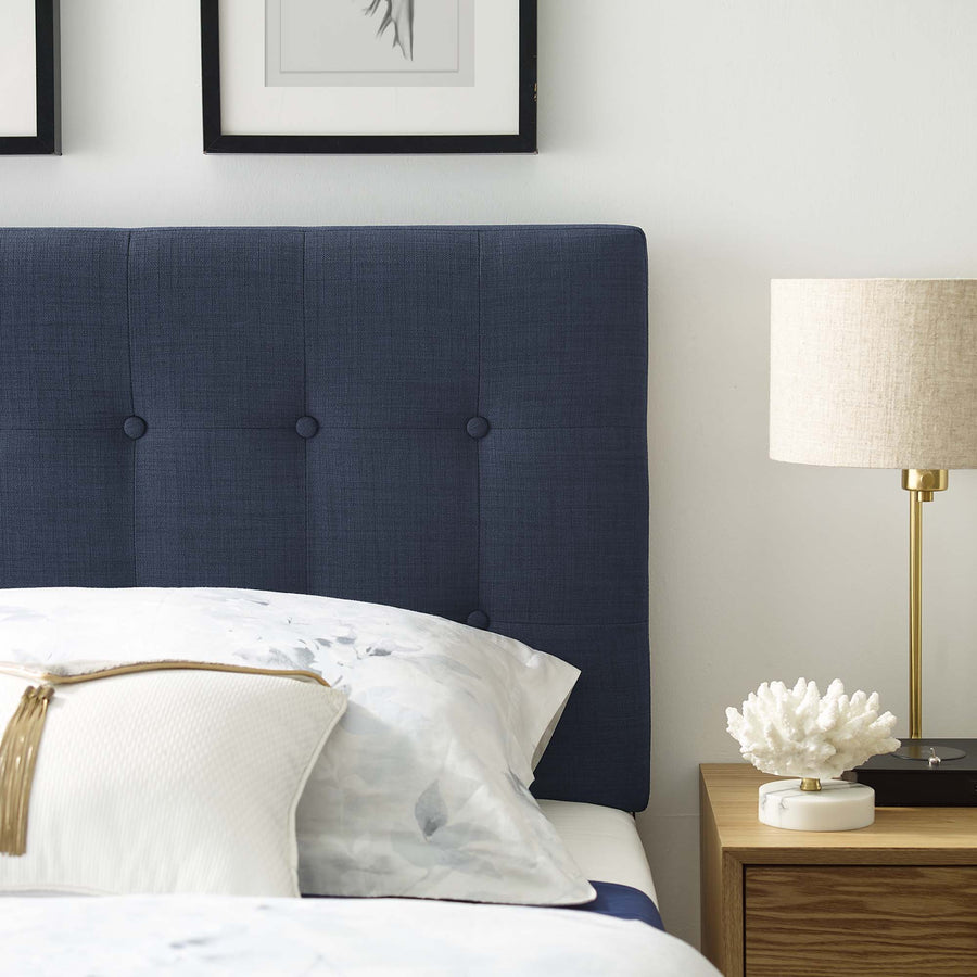 Vale Upholstered Fabric Twin Headboard in Navy
