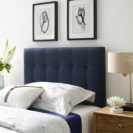 Emily Upholstered Fabric Twin Headboard in Navy