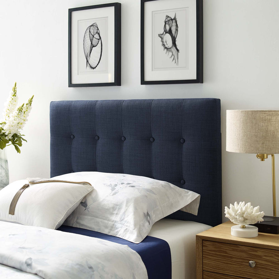 Vale Upholstered Fabric Twin Headboard in Navy
