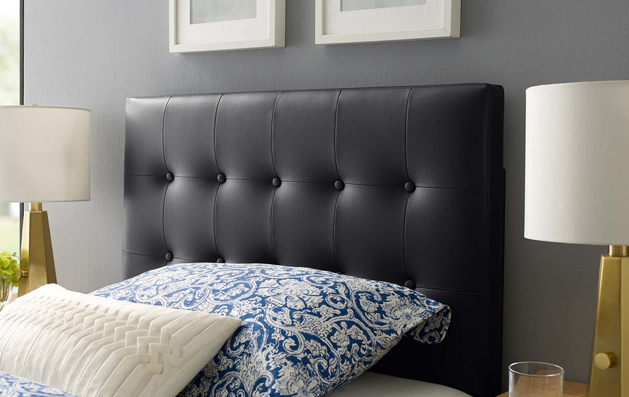Vale Upholstered Vinyl Twin Headboard in Black
