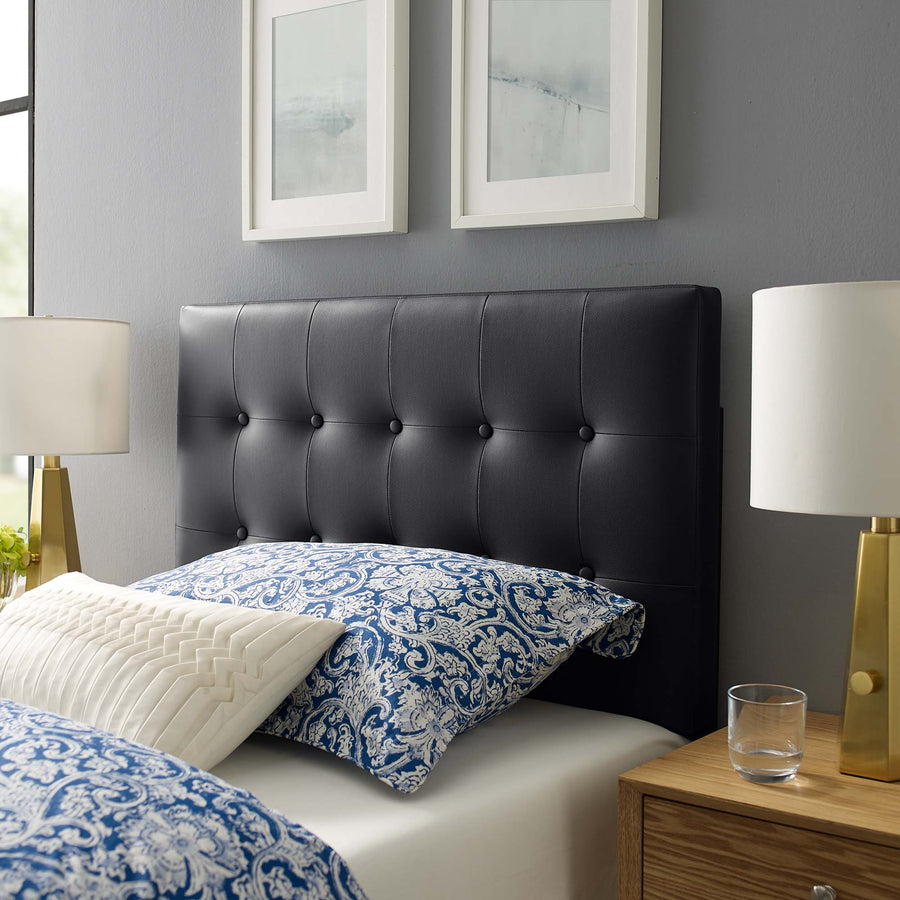 Vale Upholstered Vinyl Twin Headboard in Black