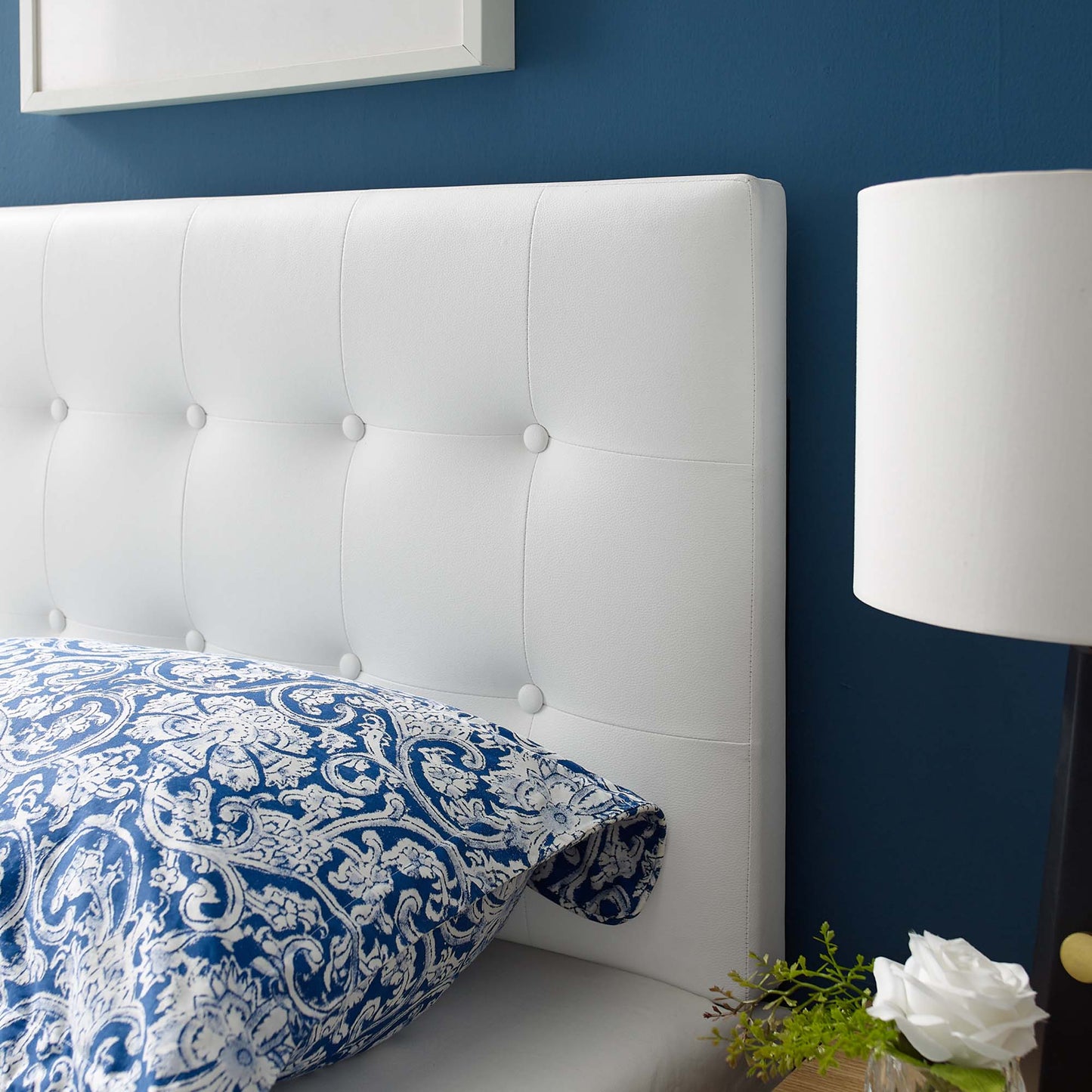 Emily Upholstered Vinyl Twin Headboard by Furniture For America