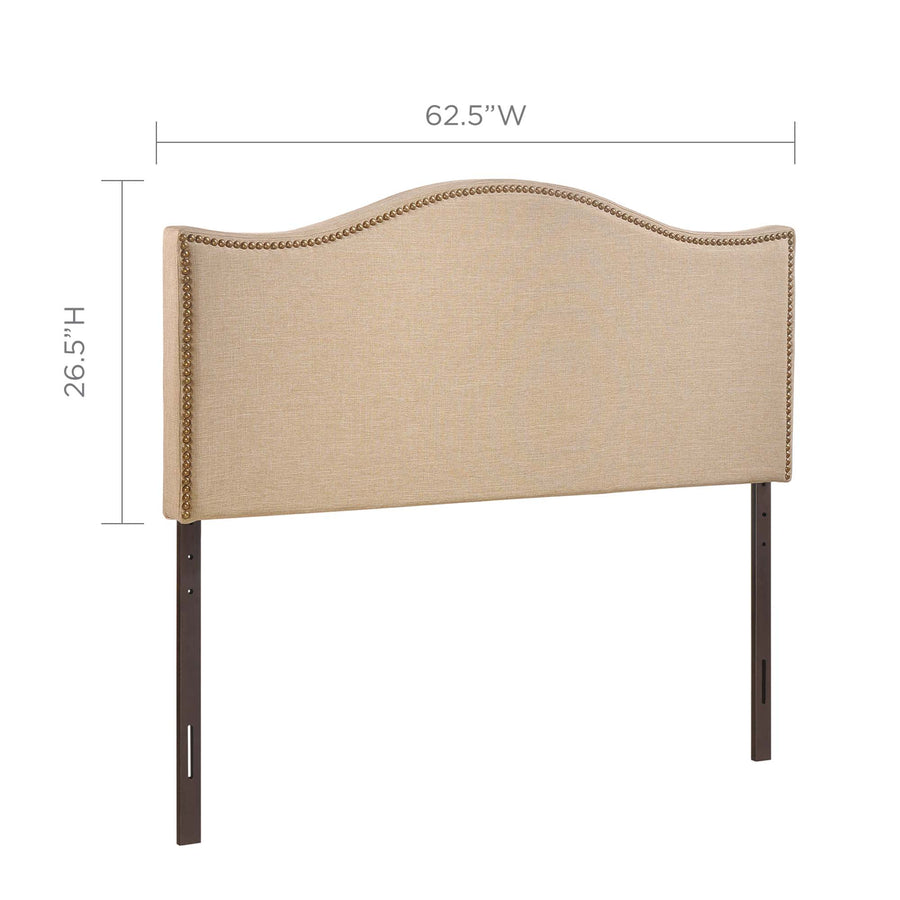 Felix Nailhead Upholstered Queen Headboard in Cafe