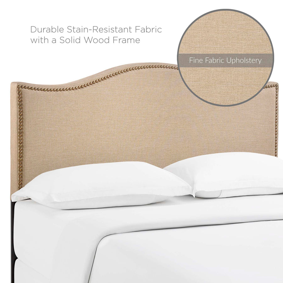 Felix Nailhead Upholstered Queen Headboard in Cafe