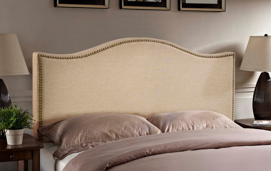 Felix Nailhead Upholstered Queen Headboard in Cafe