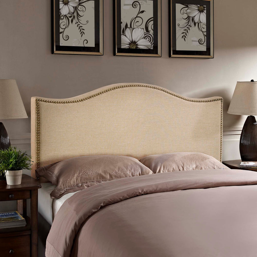 Felix Nailhead Upholstered Queen Headboard in Cafe