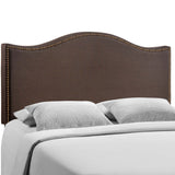 Felix Nailhead Upholstered Queen Headboard in Dark Brown