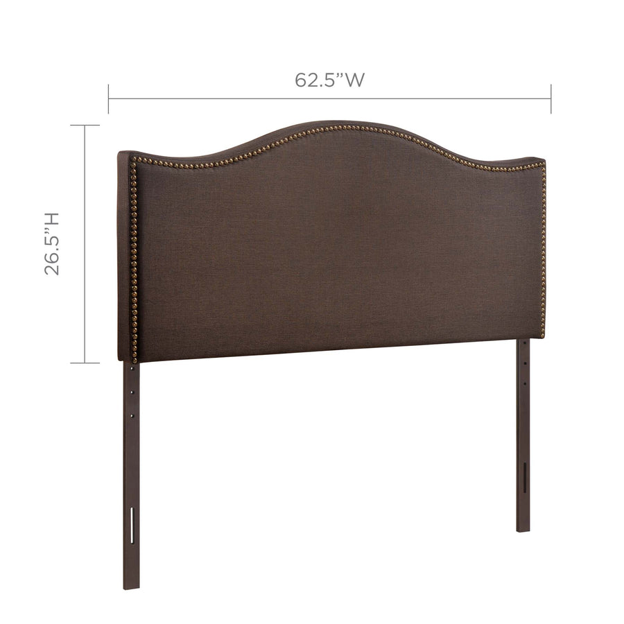 Felix Nailhead Upholstered Queen Headboard in Dark Brown