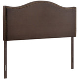 Felix Nailhead Upholstered Queen Headboard in Dark Brown
