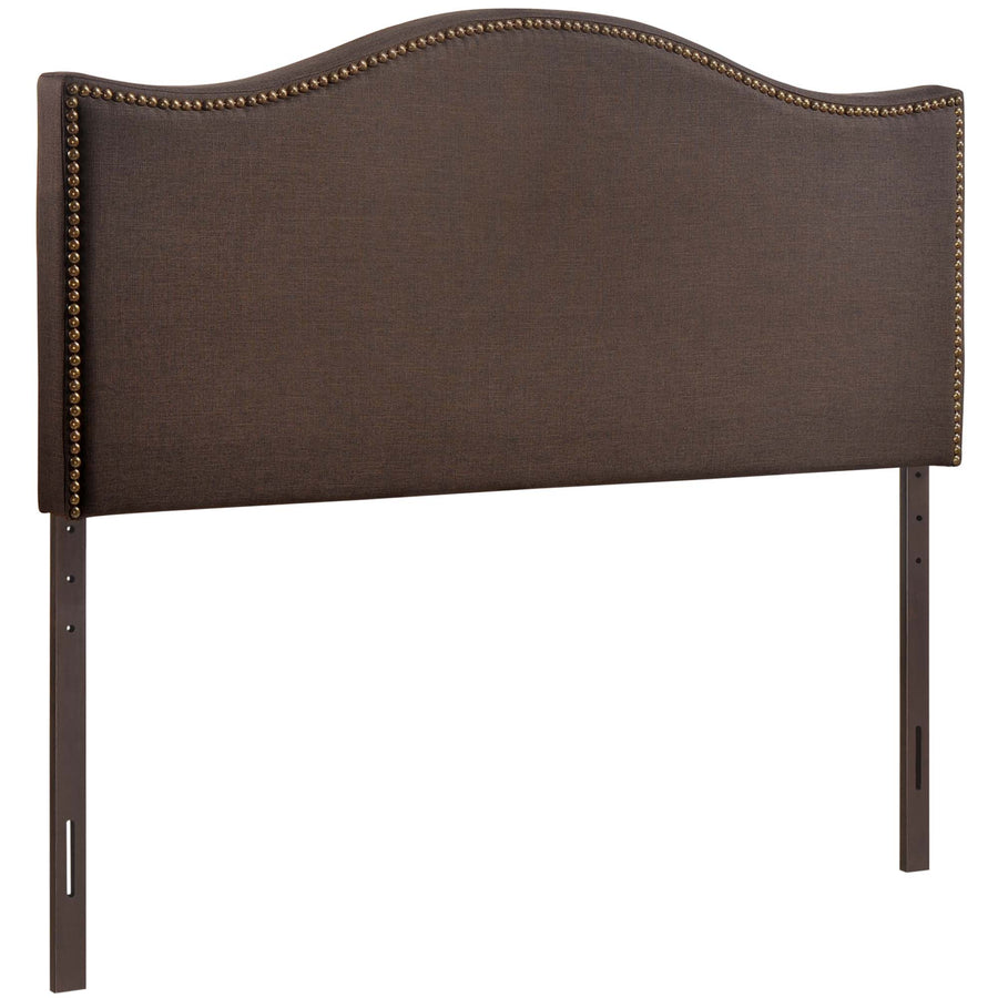 Felix Nailhead Upholstered Queen Headboard in Dark Brown