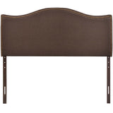 Felix Nailhead Upholstered Queen Headboard in Dark Brown