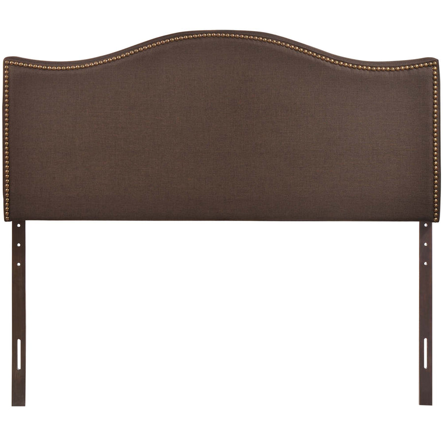 Felix Nailhead Upholstered Queen Headboard in Dark Brown