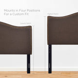 Felix Nailhead Upholstered Queen Headboard in Dark Brown
