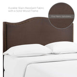 Felix Nailhead Upholstered Queen Headboard in Dark Brown